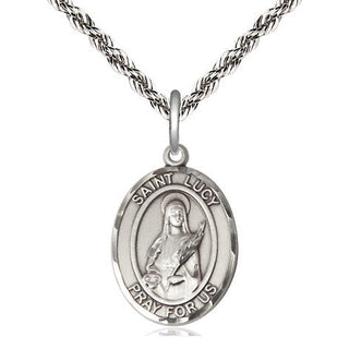 Sterling Silver Saint Lucy Medal Religious Jewelry Engraved Catholic Saint Jewelry