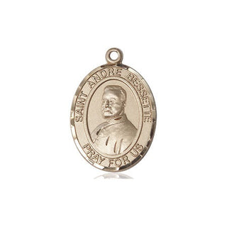 14kt Gold Saint Andre Bessette Medal Engraved Catholic Saint Jewelry