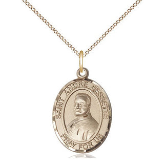 14kt Gold Saint Andre Bessette Medal Engraved Catholic Saint Jewelry