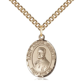 14kt Gold Saint Andre Bessette Medal Engraved Catholic Saint Jewelry