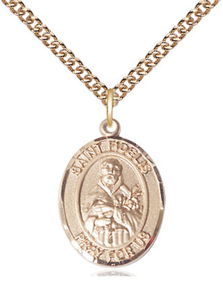 14kt Gold Saint Fidelis Medal Engraved Catholic Saint Jewelry