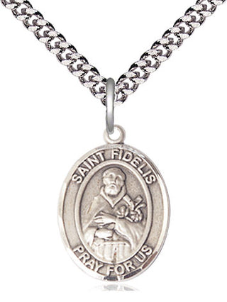 Sterling Silver Saint Fidelis Medal Religious Jewelry Engraved Catholic Saint Jewelry