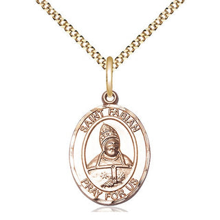 14kt Gold Filled Saint Fabian Medal Religious Jewelry Engraved Catholic Saint Jewelry