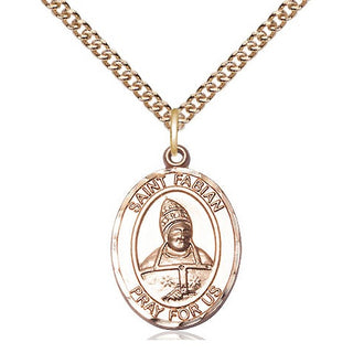 14kt Gold Filled Saint Fabian Medal Religious Jewelry Engraved Catholic Saint Jewelry