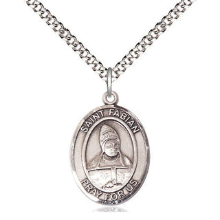 Pewter Saint Fabian Medal Religious Jewelry Engraved Catholic Saint Jewelry