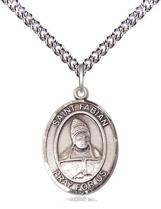 Sterling Silver Saint Fabian Medal Religious Jewelry Engraved Catholic Saint Jewelry