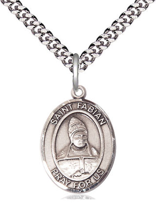 Sterling Silver Saint Fabian Medal Religious Jewelry Engraved Catholic Saint Jewelry