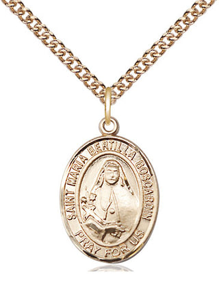 14kt Gold Saint Maria Bertilla Boscardin Medal Engraved Catholic Saint Jewelry