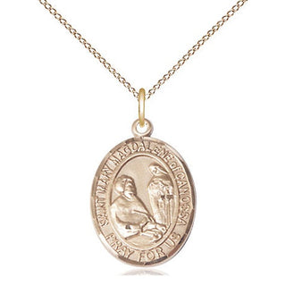 14kt Gold Saint Mary Magdalene of Canossa Medal Engraved Catholic Saint Jewelry