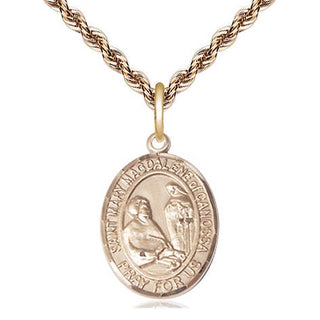 14kt Gold Saint Mary Magdalene of Canossa Medal Engraved Catholic Saint Jewelry