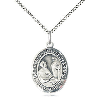 Sterling Silver Saint Mary Magdalene of Canossa Medal Religious Jewelry Engraved Catholic Saint Jewelry