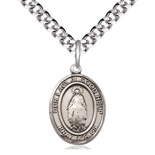 Pewter Our Lady Of Good Help Medal Religious Jewelry Engraved Catholic Saint Jewelry