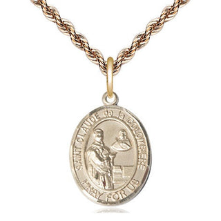 14kt Gold Filled Saint Claude de la Colombiere Medal Religious Jewelry Engraved Catholic Saint Jewelry