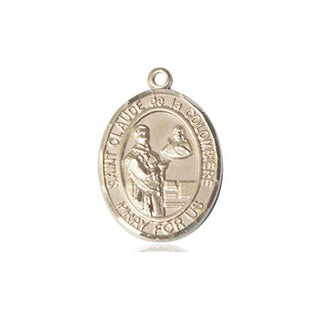 14kt Gold Saint Claude de la Colombiere Medal Engraved Catholic Saint Jewelry