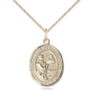14kt Gold Saint Claude de la Colombiere Medal Engraved Catholic Saint Jewelry