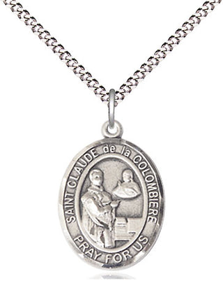 Pewter Saint Claude de la Colombiere Medal Religious Jewelry Engraved Catholic Saint Jewelry