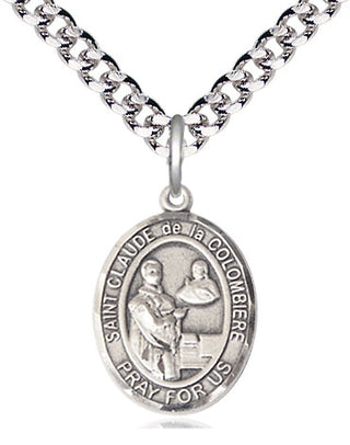 Pewter Saint Claude de la Colombiere Medal Religious Jewelry Engraved Catholic Saint Jewelry