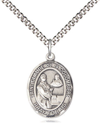 Sterling Silver Saint Claude de la Colombiere Medal Religious Jewelry Engraved Catholic Saint Jewelry