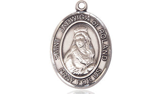 Sterling Silver Saint Jadwiga of Poland Medal Religious Jewelry Engraved Catholic Saint Jewelry