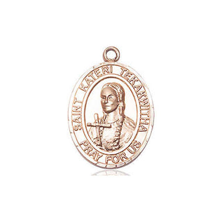 14kt Gold Filled Saint Kateri Tekakwitha Medal Engraved Catholic Saint Jewelry