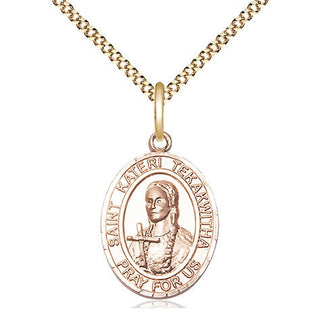 14kt Gold Filled Saint Kateri Tekakwitha Medal Religious Jewelry Engraved Catholic Saint Jewelry