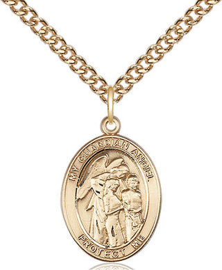 14kt Gold Filled Guardian Angel w/Children Medal Religious Jewelry Engraved Catholic Saint Jewelry