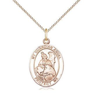 14kt Gold Filled Guardian Angel Protector Medal Religious Jewelry Engraved Catholic Saint Jewelry