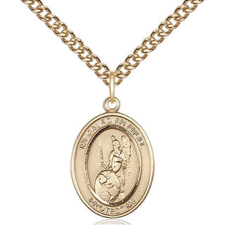14kt Gold Guardian Angel of the World Medal Engraved Catholic Saint Jewelry