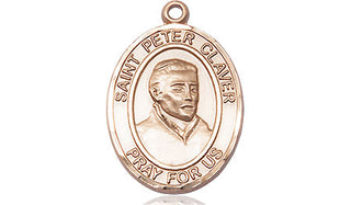 14kt Gold Saint Peter Claver Medal Engraved Catholic Saint Jewelry