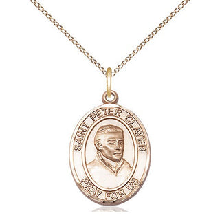 14kt Gold Saint Peter Claver Medal Engraved Catholic Saint Jewelry