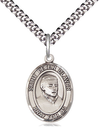 Pewter Saint Peter Claver Medal Religious Jewelry Engraved Catholic Saint Jewelry