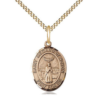 14kt Gold Filled Saint Medard of Noyon Medal Religious Jewelry Engraved Catholic Saint Jewelry
