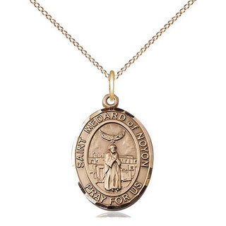 14kt Gold Filled Saint Medard of Noyon Medal Religious Jewelry Engraved Catholic Saint Jewelry