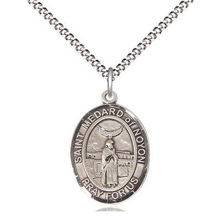 Pewter Saint Medard of Noyon Medal Religious Jewelry Engraved Catholic Saint Jewelry
