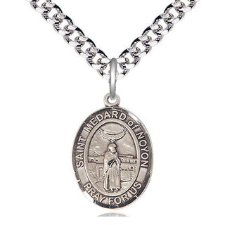 Pewter Saint Medard of Noyon Medal Religious Jewelry Engraved Catholic Saint Jewelry