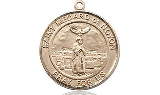 14kt Gold Filled Saint Medard of Noyon Medal Engraved Catholic Saint Jewelry