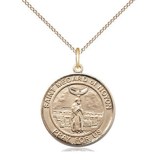 14kt Gold Filled Saint Medard of Noyon Medal Religious Jewelry Engraved Catholic Saint Jewelry
