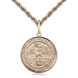 14kt Gold Filled Saint Medard of Noyon Medal Religious Jewelry Engraved Catholic Saint Jewelry