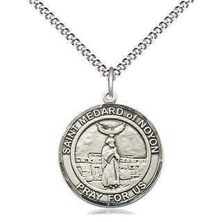 Pewter Saint Medard of Noyon Medal Religious Jewelry Engraved Catholic Saint Jewelry