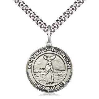 Pewter Saint Medard of Noyon Medal Religious Jewelry Engraved Catholic Saint Jewelry