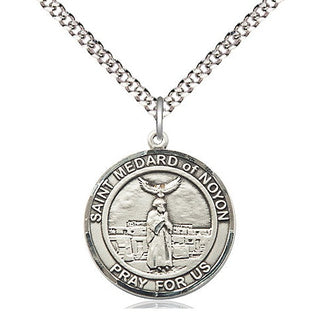 Pewter Saint Medard of Noyon Medal Religious Jewelry Engraved Catholic Saint Jewelry