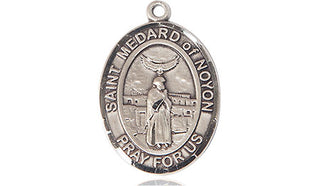 Sterling Silver Saint Medard of Noyon Medal Religious Jewelry Engraved Catholic Saint Jewelry