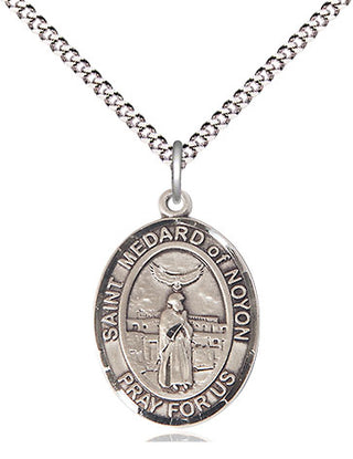 Sterling Silver Saint Medard of Noyon Medal Religious Jewelry Engraved Catholic Saint Jewelry