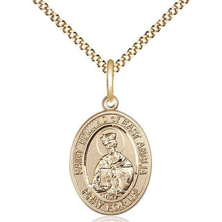 14kt Gold Filled Saint Edmund of East Anglia Medal Religious Jewelry Engraved Catholic Saint Jewelry