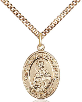 14kt Gold Filled Saint Edmund of East Anglia Medal Religious Jewelry Engraved Catholic Saint Jewelry
