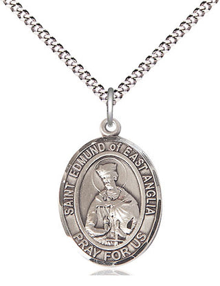 Pewter Saint Edmund of East Anglia Medal Religious Jewelry Engraved Catholic Saint Jewelry