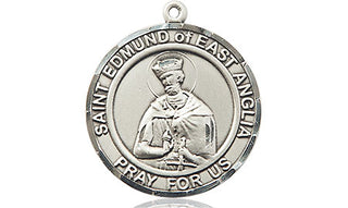 Pewter Saint Edmund of East Anglia Medal Engraved Catholic Saint Jewelry