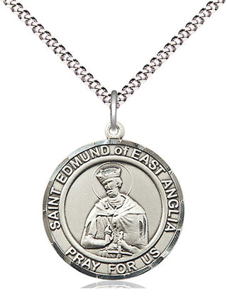 Pewter Saint Edmund of East Anglia Medal Religious Jewelry Engraved Catholic Saint Jewelry