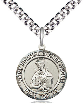 Pewter Saint Edmund of East Anglia Medal Religious Jewelry Engraved Catholic Saint Jewelry