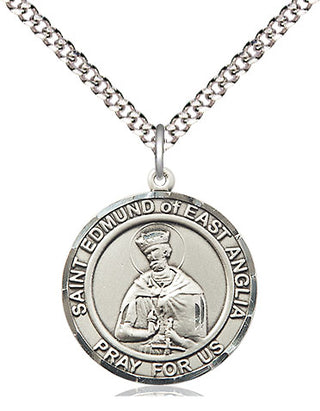 Pewter Saint Edmund of East Anglia Medal Religious Jewelry Engraved Catholic Saint Jewelry